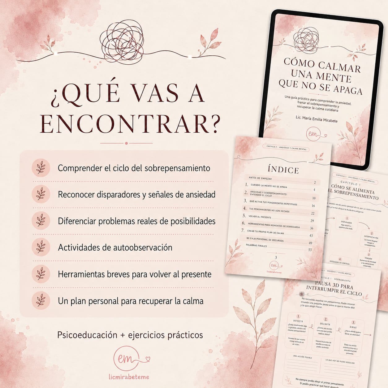 Cómo calmar una mente que no se apaga - Ebook sobre ansiedad y sobrepensamiento