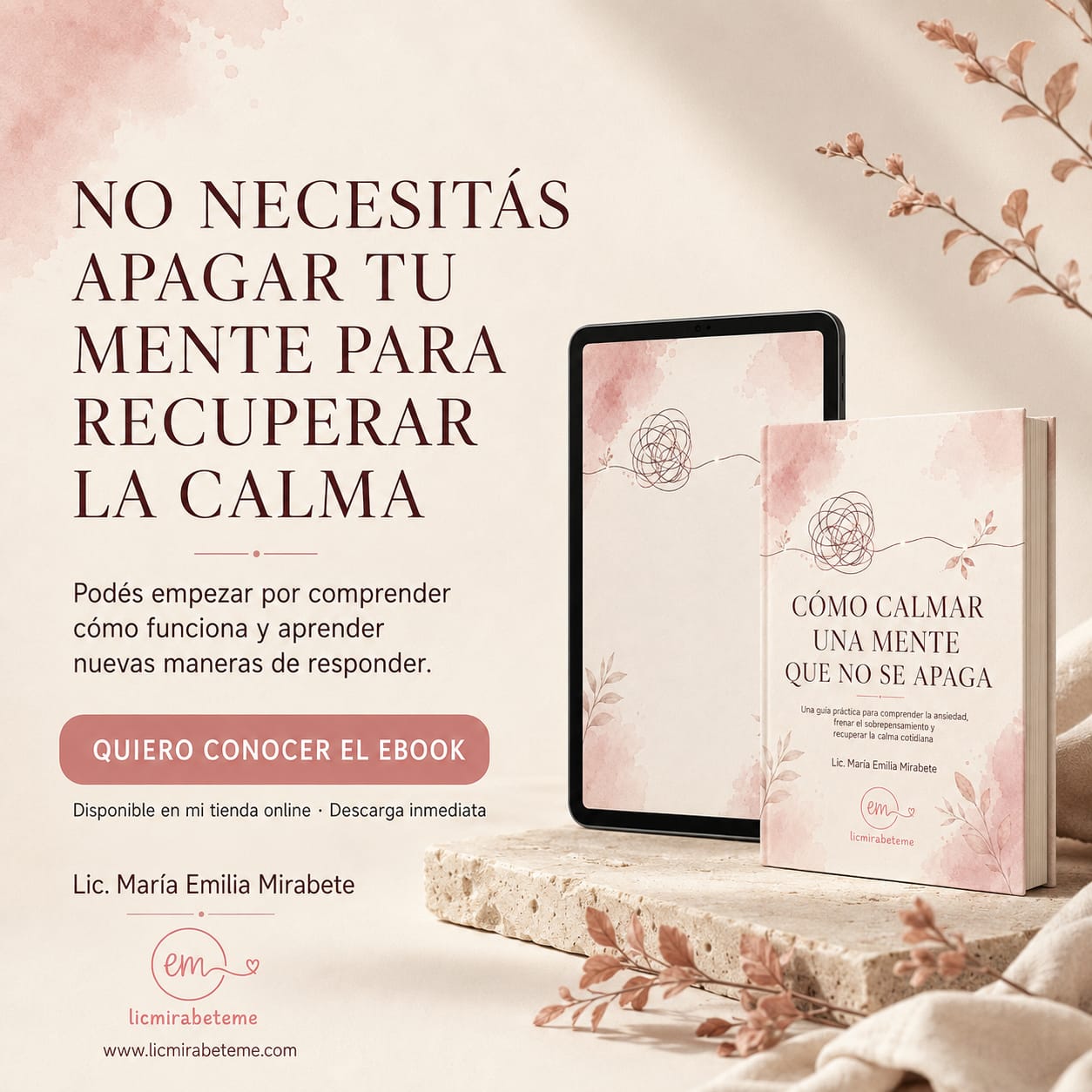 Cómo calmar una mente que no se apaga - Ebook sobre ansiedad y sobrepensamiento